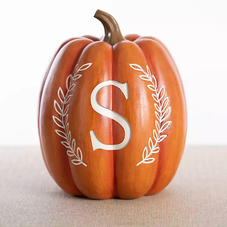 Orange Monogram S Pumpkin Statue | Kirkland's Home