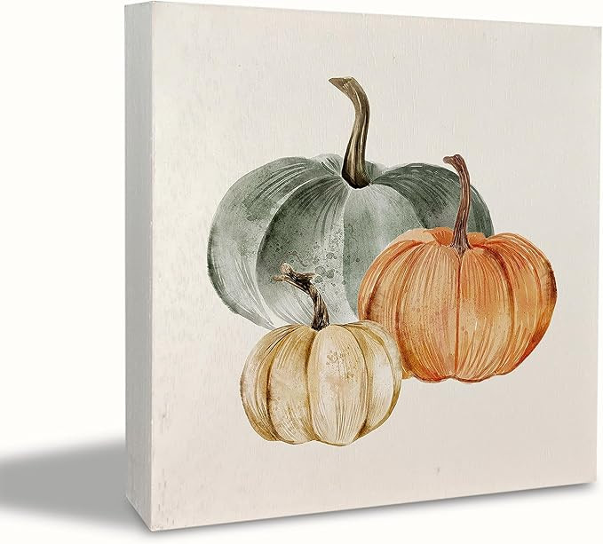 KEUSPI Fall Pumpkin Desk Decor,Farmhouse Pumpkin Fall Harvest Wood Sign Plaque,Fall Signs,Boho Fa... | Amazon (US)