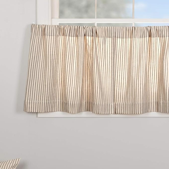 Katie's Vintage Stripe Tier Curtains, Set of 2, 24" Long, Urban Rustic Farmhouse Boho Style Café... | Amazon (US)