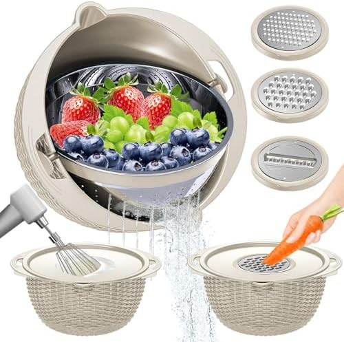 4-1 Colander with Bowl Set - Rotatable Colander for Kitchen (Patented), Upgraded Graters Food Str... | Amazon (US)