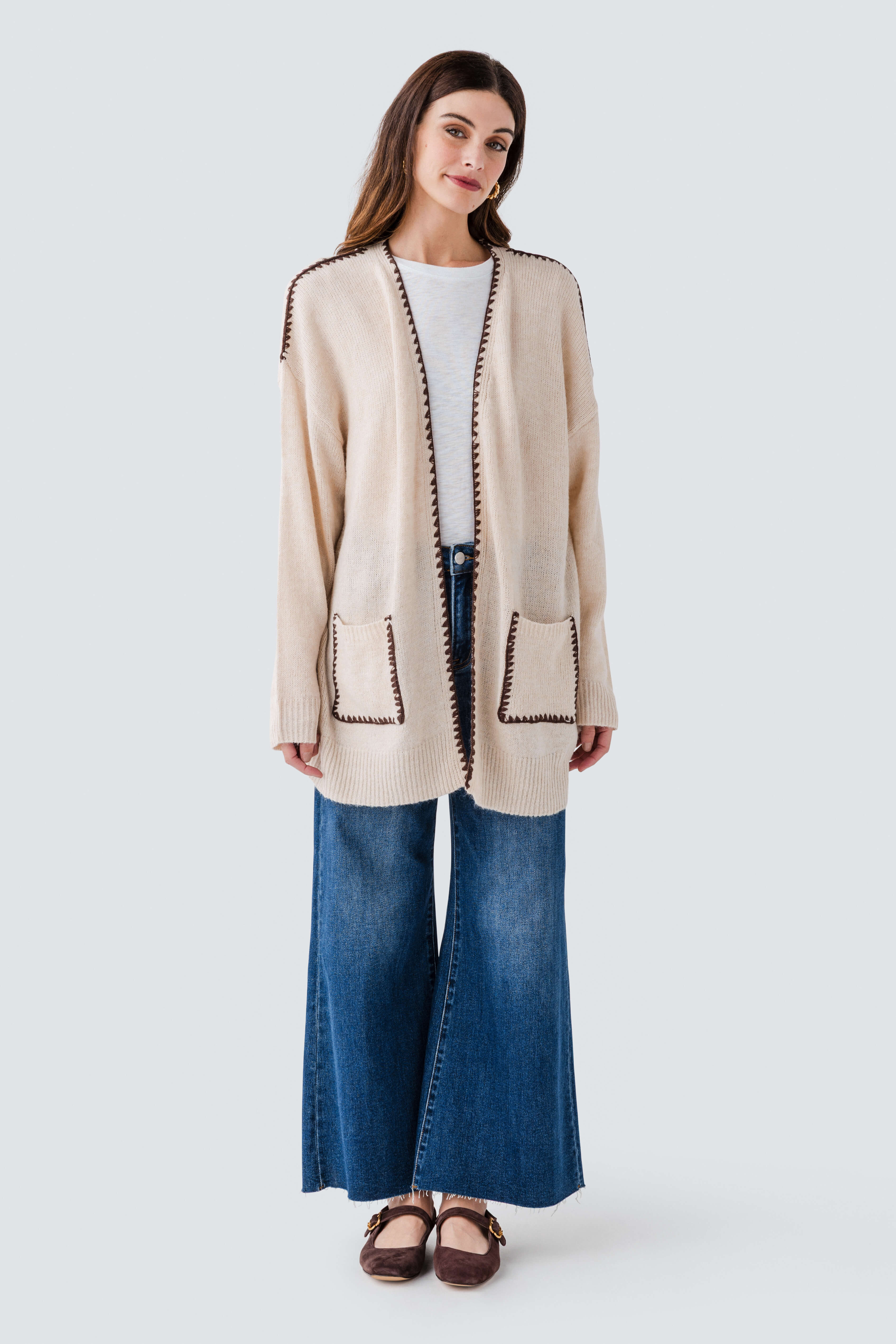By Together Contrast Trim Cardigan | Social Threads