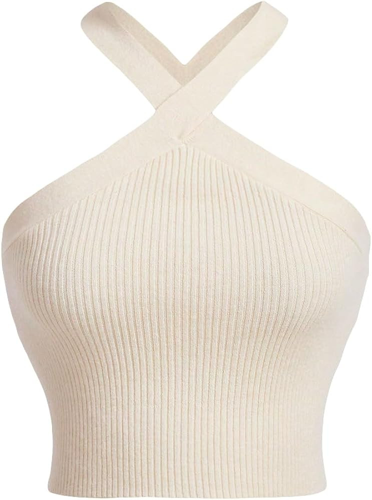 Floerns Women's Dressy Criss Cross Sleeveless Tank Halter Top Tee Shirt | Amazon (US)