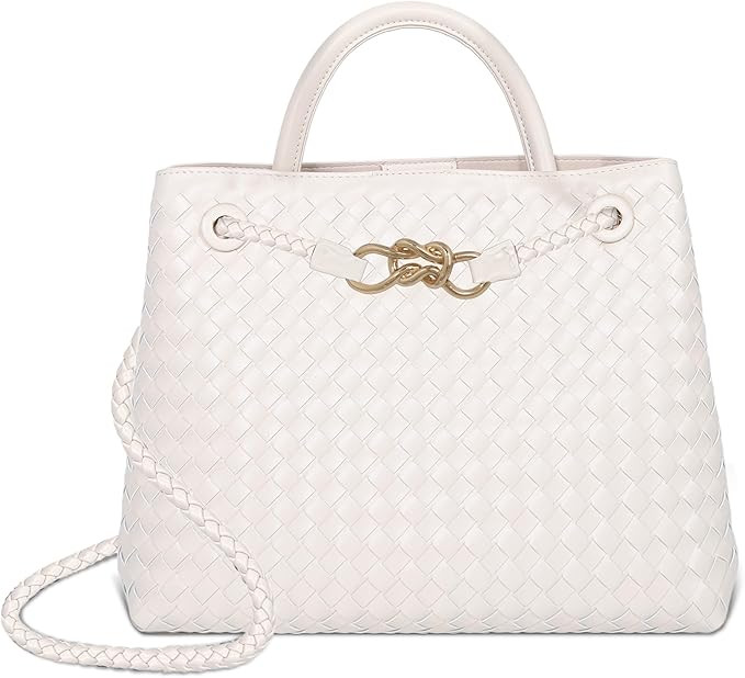 Woven Tote Bag for Women Crossbody Handbag,Vegan Leather Large Tote Purse,Trendy Satchel Handbag ... | Amazon (US)