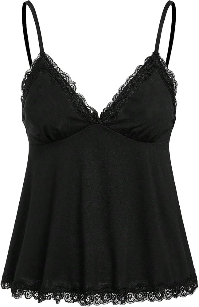 SHENHE Women's Lace Tank Top V Neck Sleeveless Camisole Shirts 2026 Summer Flowy Babydoll Top | Amazon (US)