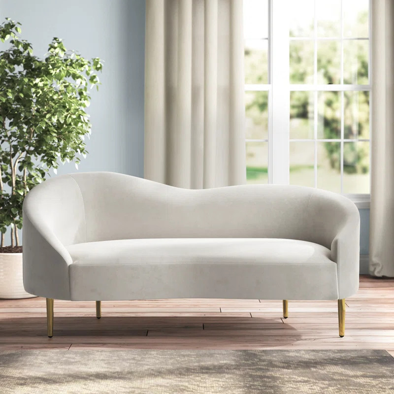 Shurtz 67'' Velvet Curved Loveseat | Wayfair North America