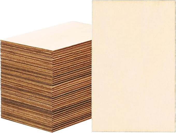 PATIKIL 110x70mm Wood Pieces, 40 Pack Unfinished Rectangle Wood Shapes Blank Wooden Cutouts for C... | Amazon (US)
