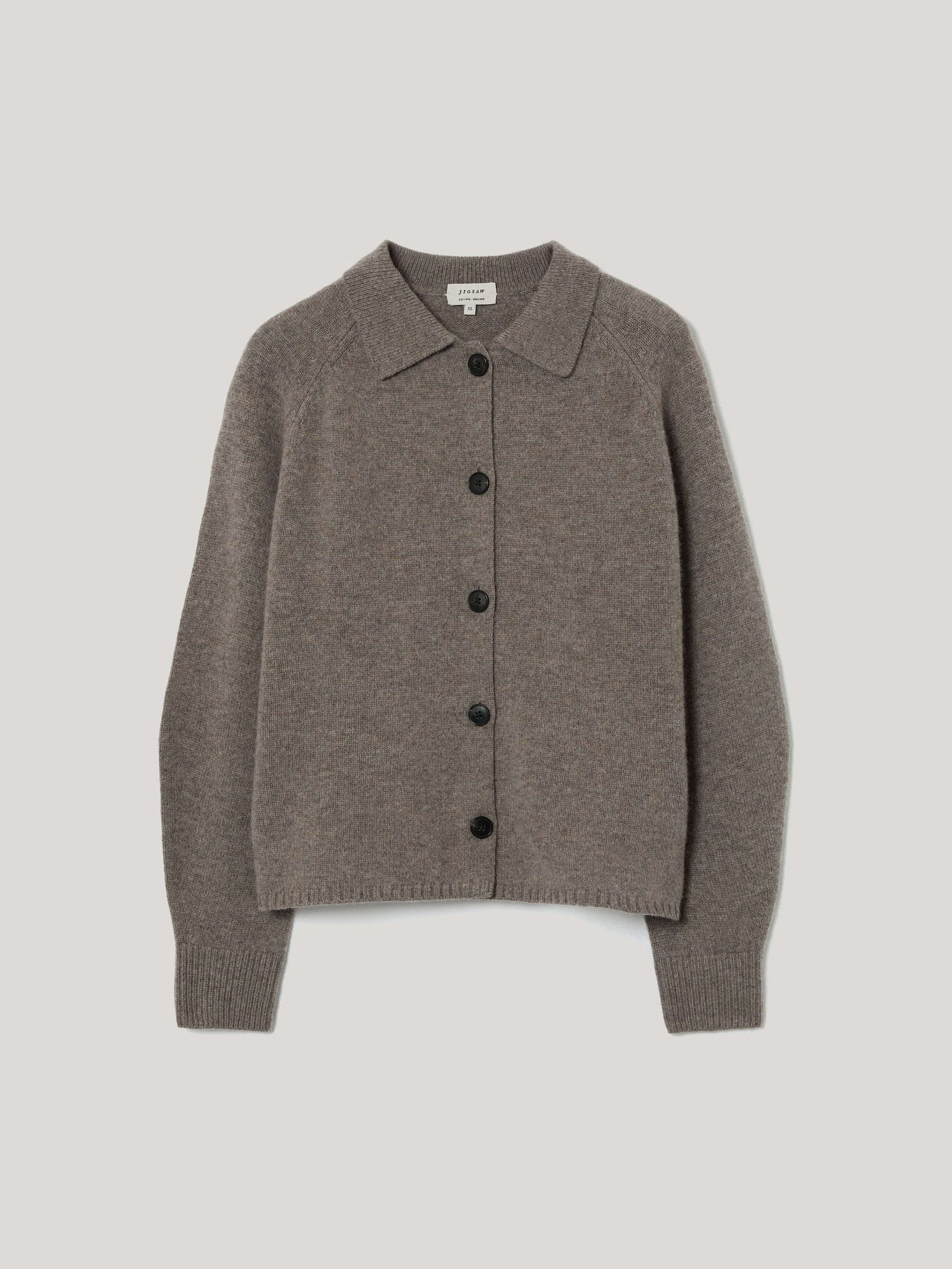 Wool Blend Collar Cardigan | Taupe | Jigsaw (UK)