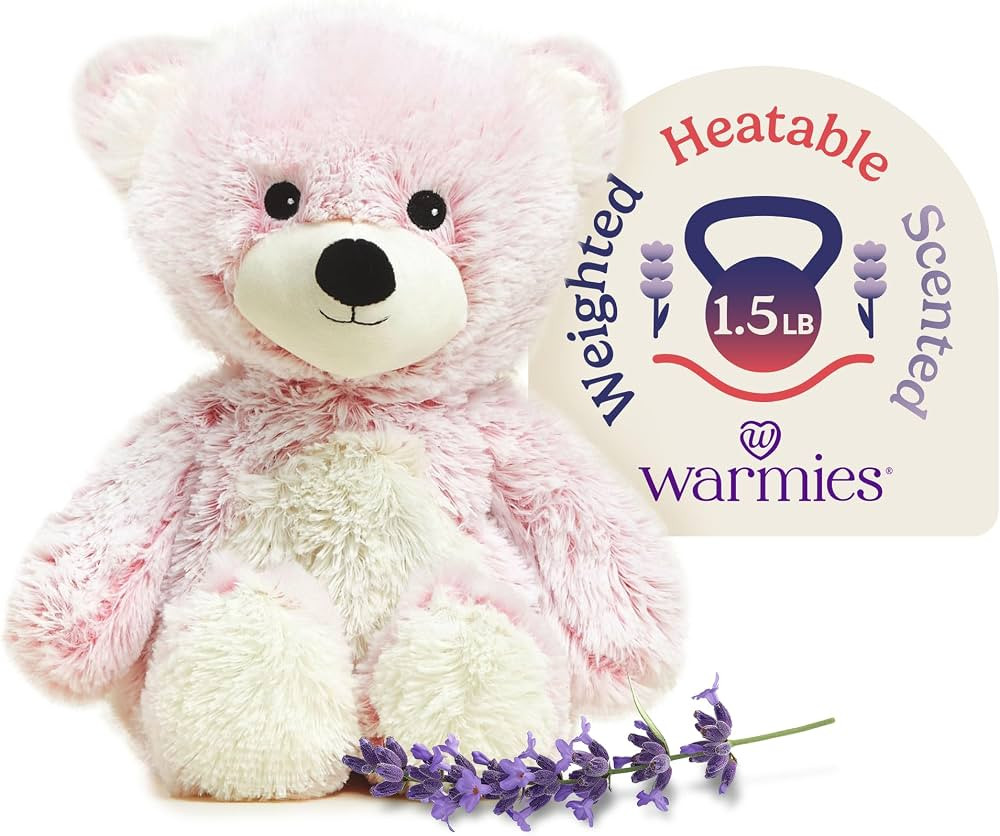 warmies Microwavable & Weighted Stuffed Animals, Pink Bear - Heated Stuffed Animal Plushie for Wa... | Amazon (US)