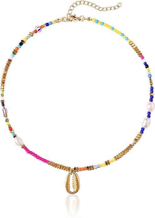 Wellike Colorful Beaded Necklace for Women Freshwater Beaded Pearl Choker Necklace Evil Eye Pearl... | Amazon (US)