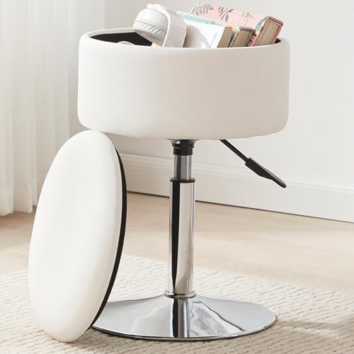 Adjustable Ottoman Stool White Vanity Stool Vanity Chair for Makeup Room Stool Chair for Vanity S... | Amazon (US)