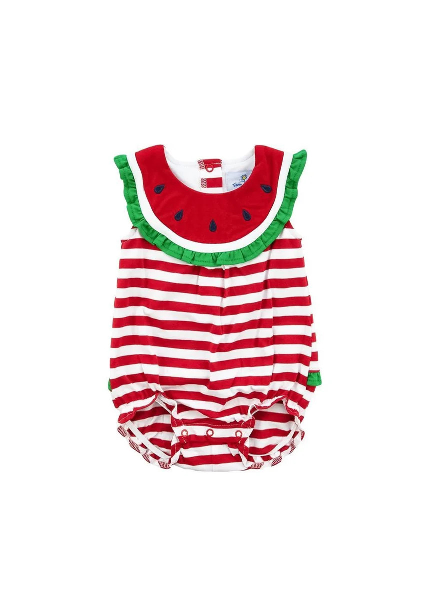 Beachside Picnic Stripe Knit Watermelon Romper | Florence Eiseman