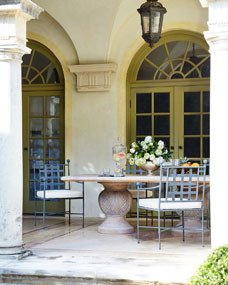 Double Pedestal Indoor/Outdoor Dining Table | Horchow