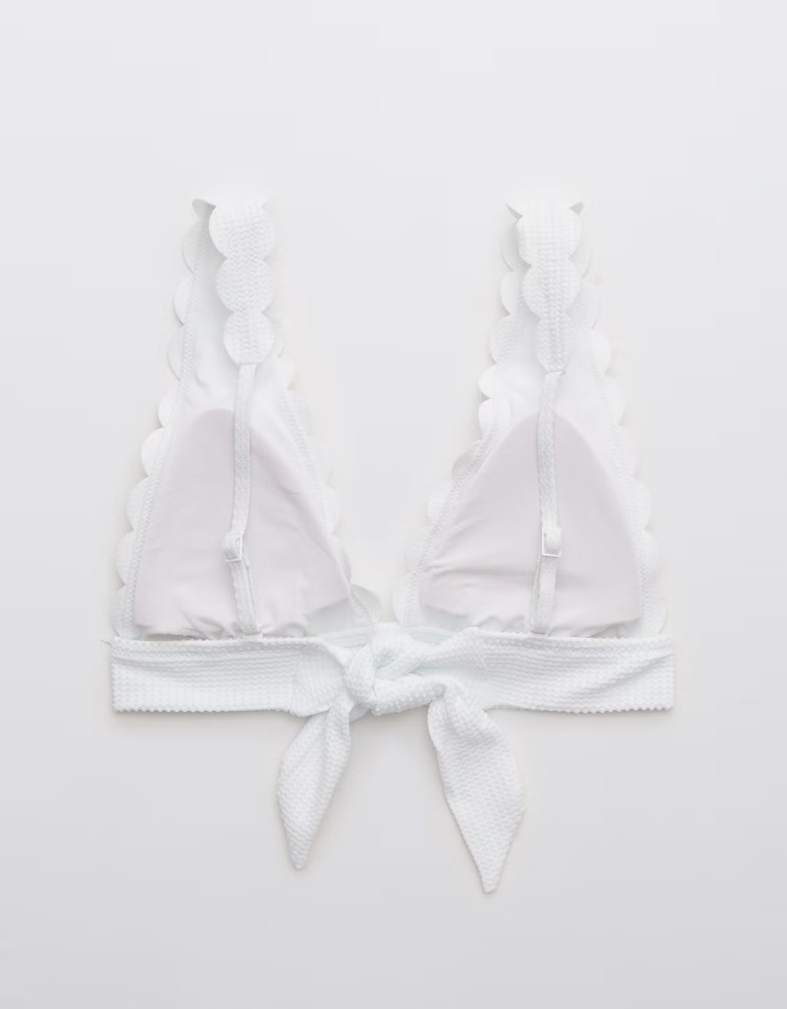 Aerie Waffle Scalloped Tie Longline Triangle Bikini Top | American Eagle Outfitters (US & CA)