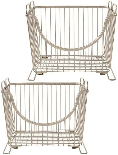 ZRAZ Stackable Baskets,Wire Storage Organizer Basket with Handles, Vintage Locker Basket Style, R... | Amazon (US)