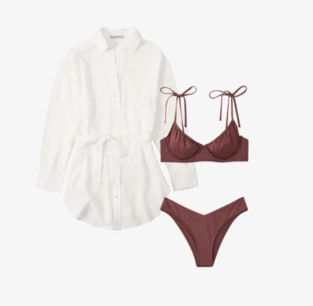 Cute beach look - all peices under $100!! Do not sleep on Abercrombie swim. This brown shimmer swimsuit is so cute and I love the white gauze cover up

Swim cover up dress, spring break style under $100, affordable beach style, Abercrombie swim , bikini for small busts , white cover up dress, underwire bikini  

#LTKswim #LTKtravel #LTKunder100