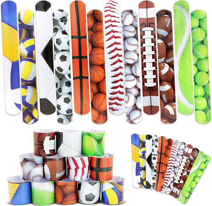 Sports Slap Bracelets Set 48 Counts Sports Party Favors Football Basketball Soccer Baseball Volle... | Amazon (US)