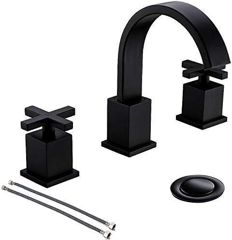 8 Inch 2 Handles Waterfall 3 Pieces 3 Holes Matte Black Lead- Free Widespread Bathroom Faucet by ... | Amazon (US)