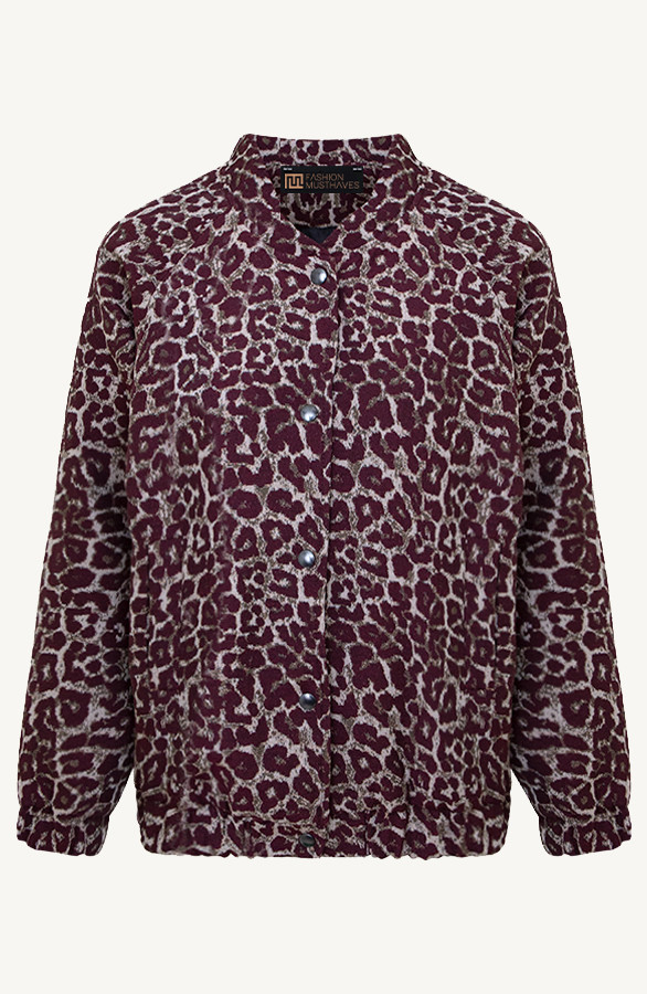 DELUXE LEOPARD BOMBER BURGUNDY | The Musthaves (NL)