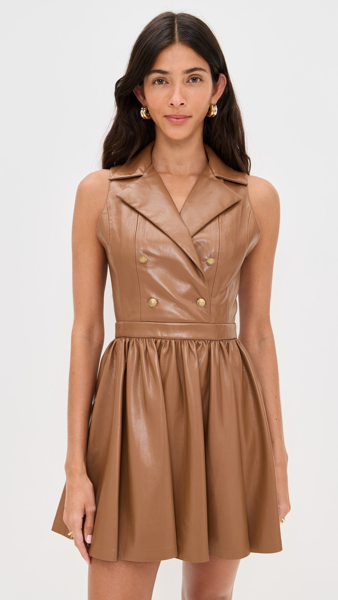 Emmy Faux Leather Flared Mini Dress | Shopbop