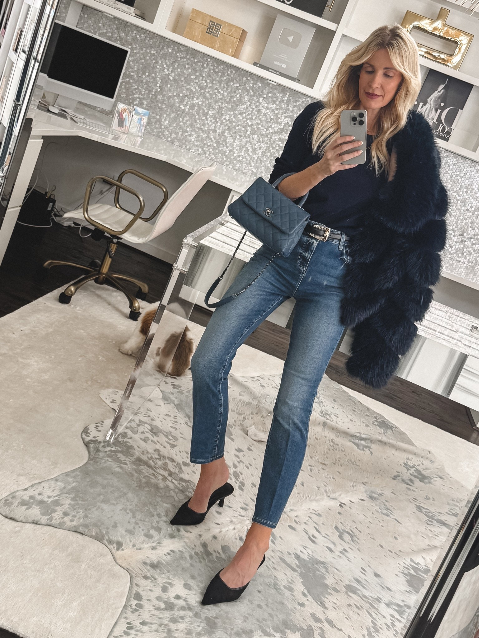 These L’agence  jeans are SO flattering. High-waisted, tapered straight leg with the perfect amount of stretch — comfortable and curve-hugging. The back pockets give a little booty lift, and the fit makes you look taller and slimmer (we love that). 🙌

I love this medium wash for year-round wear. They run true to size — I’m wearing a 24.

Paired with my favorite real cashmere navy sweater (under $70 — unheard of). Wearing an XS in the sweater.

Easy, flattering, on repeat. 💙👖



#LTKgrwm #LTKOver40 #LTKootd