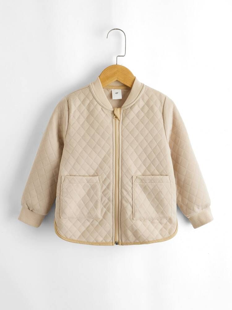 Toddler Girls Quilted Pocket Patched Bomber Jacket | SHEIN