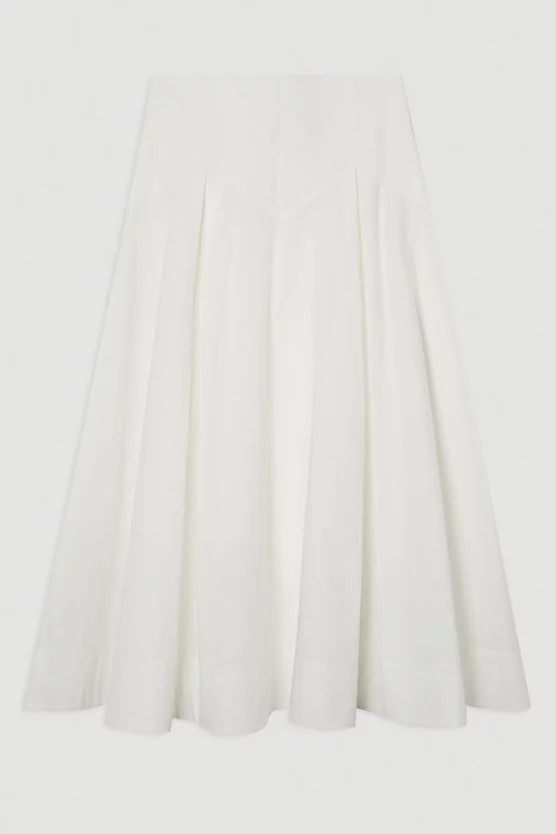 Cotton Woven Prom Skirt With Dropped Waist Detail | Karen Millen | Karen Millen UK + IE + DE + NL