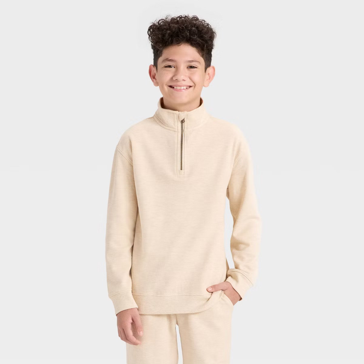 Boys' Quarter Zip Relaxed Fit Fleece Pullover Sweatshirt - Cat & Jack™ | Target