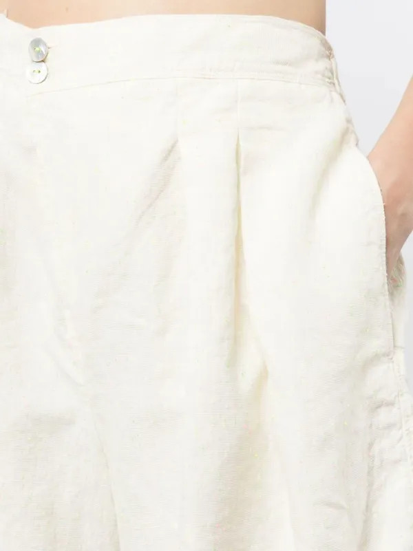 Forte Forte pleat-detail Buttoned knee-length Shorts  | Yellow | FARFETCH ZA | Farfetch Global