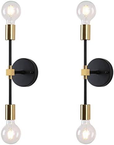 EFINEHOME 2 Light Wall Sconce- Minimalist Matte Black Vanity Lighting Fixtures- 2 Bulb Modern Mid... | Amazon (US)