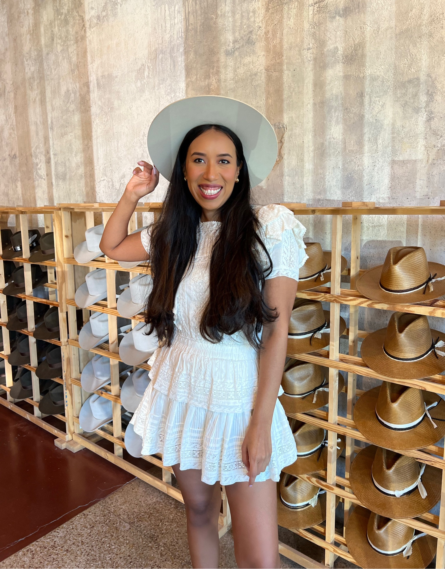 Howdy! 🤠 The perfect accessory to a white ruffle-ly dress is a large brim hat. 
#summerdress #traveloutfit #countryconcert #loveshackfancy #whitedress

#LTKwedding #LTKsalealert #LTKstyletip