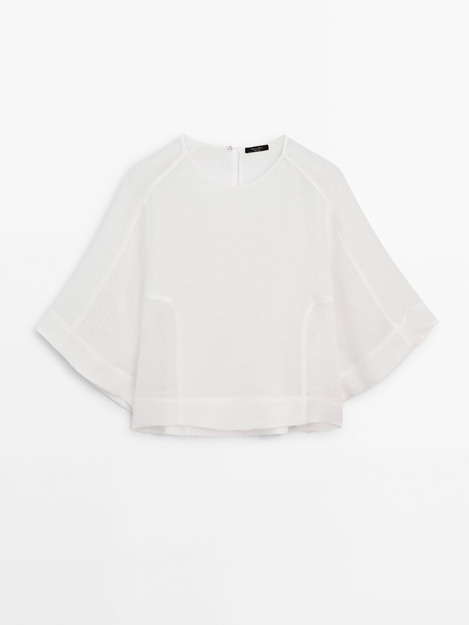 Rustic linen blend blouse | Massimo Dutti UK
