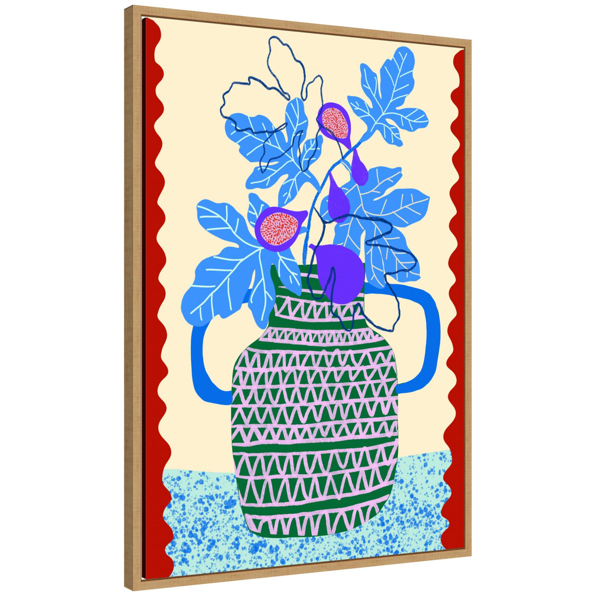 Kate and Laurel Framed Canvas Wall Art Print Sweet Fig Pot by Teresa Rego, 23 x 33 Sylvie Natural... | Amazon (US)