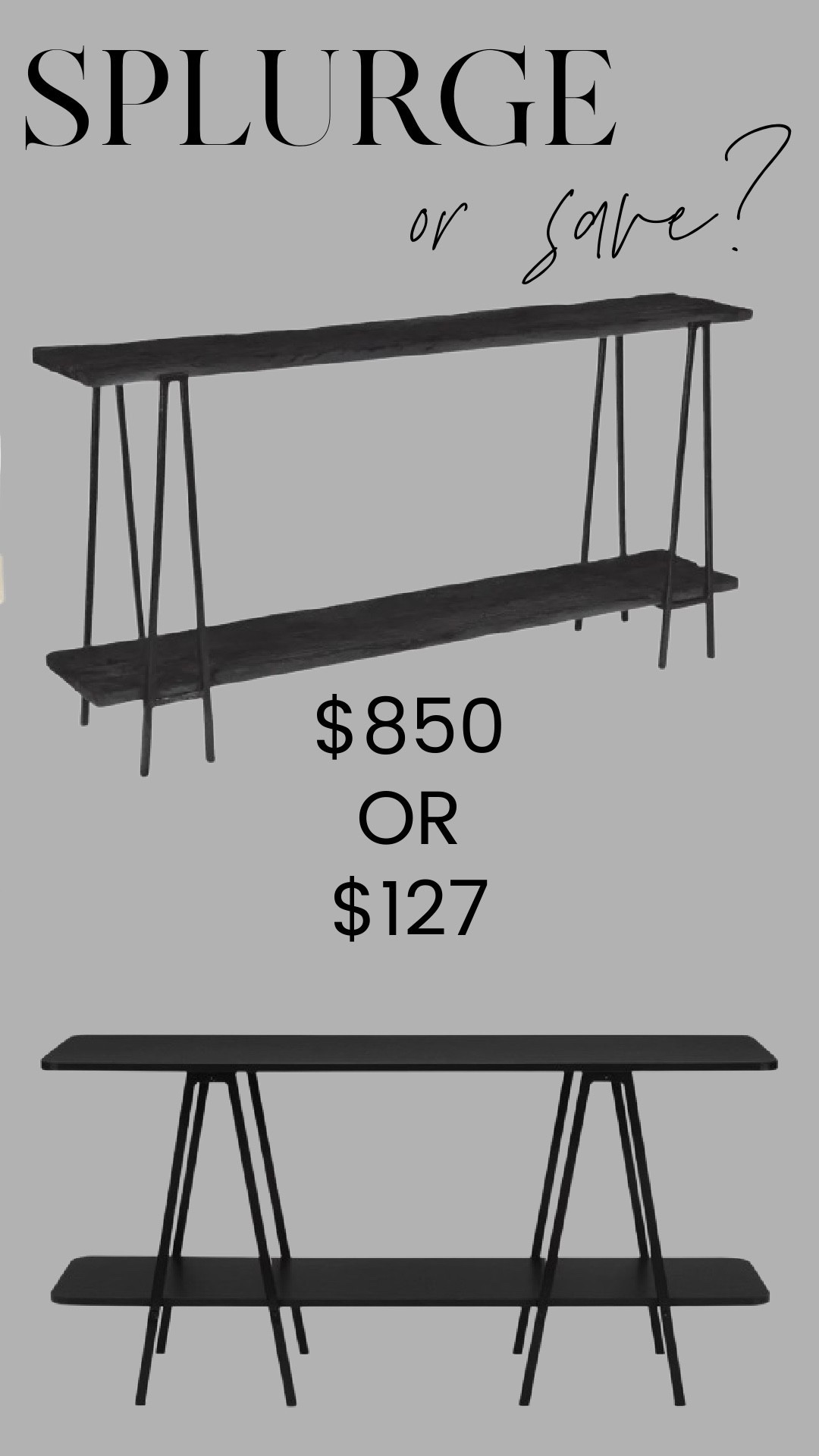 Splurge or save?
Same long, minimal silhouette with an open, airy feel — one is a designer investment, the other gives you the look for a fraction of the price.

#LTKSaleAlert #LTKHome