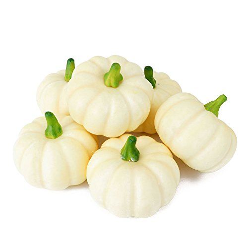 Peicees 6 Realistic Fall Harvest Small Beige Mini Artificial Pumpkins for Halloween, Fall and Thanks | Amazon (US)