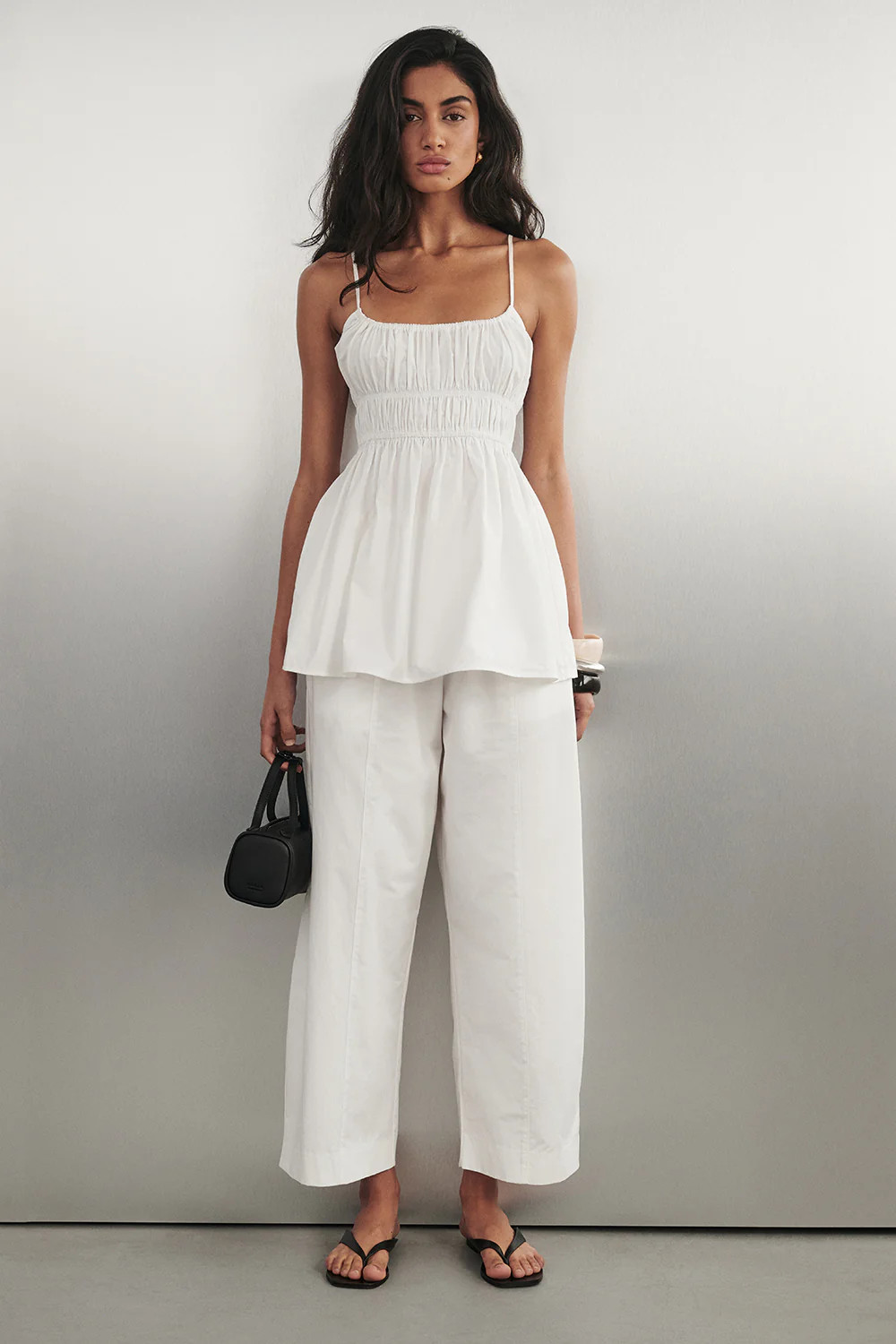 ZAHARA WHITE POPLIN RUCHED TOP | DISSH
