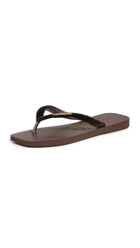 Havaianas Women's Slim Square Plush Sandals, Dark Brown, 11-12 Medium US | Amazon (US)