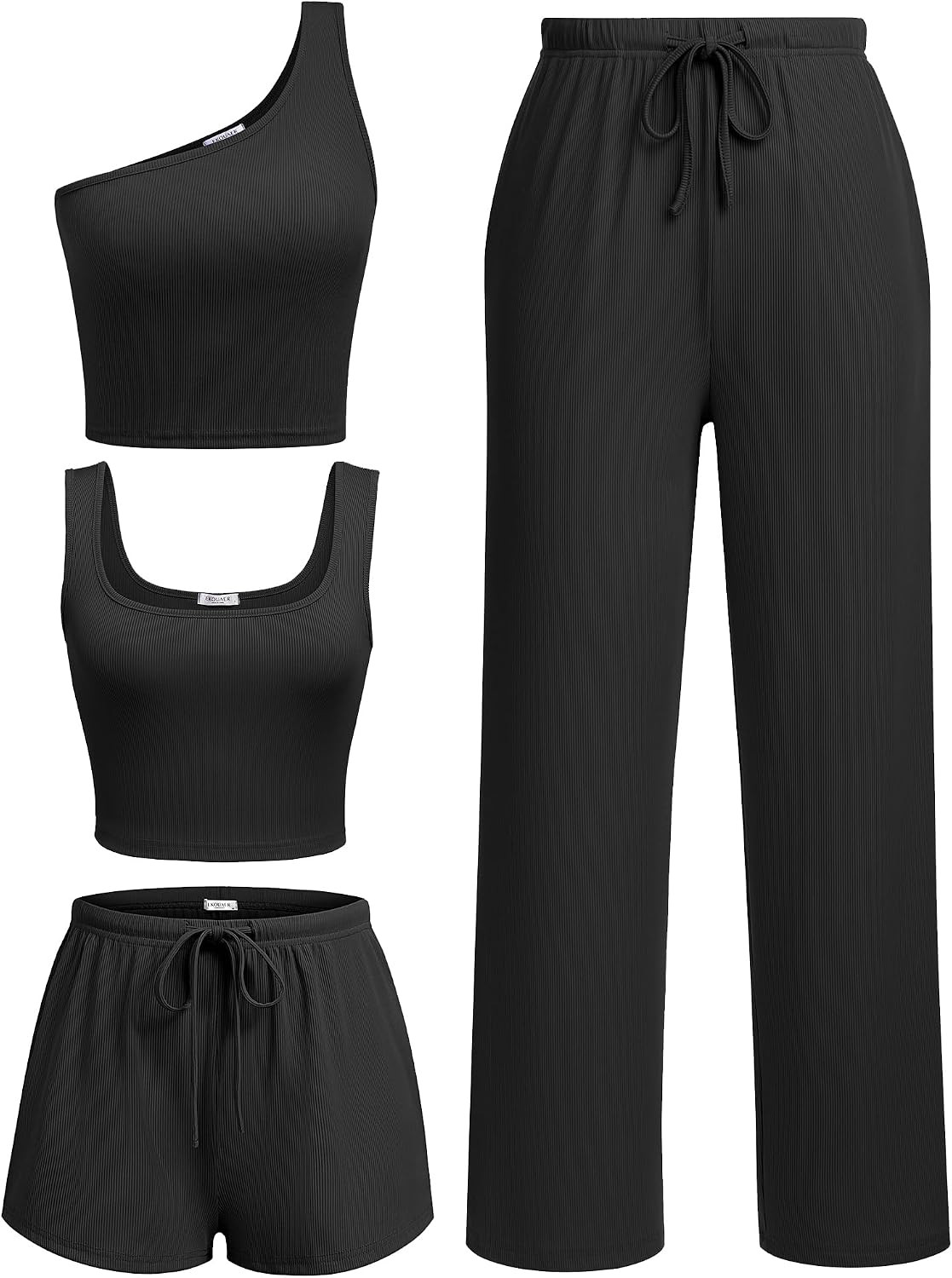 Ekouaer 4 Piece Pajamas Sets for Women Casual Lounge Sets Vacation Outfits | Amazon (US)