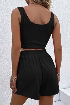 Trendy Queen Two Piece Outfits Women Summer Shorts Sets 2 Piece Sleeveless Matching Lounge Crop T... | Amazon (US)