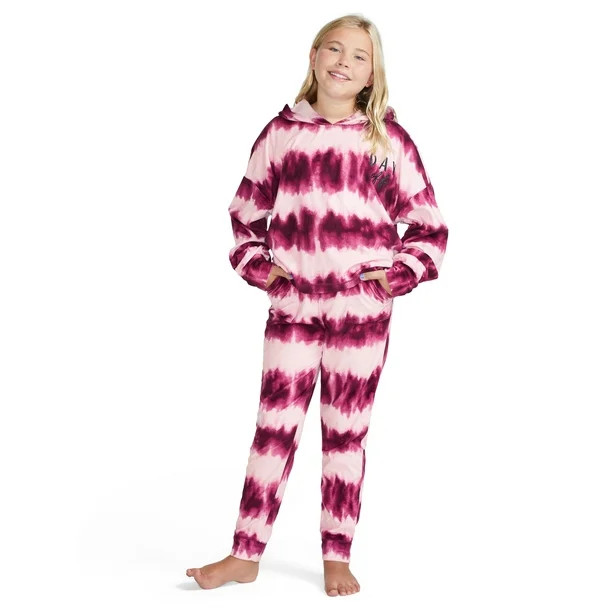 Justice Girls Cropped Long Sleeve Hooded 2-Piece Pajama Set, Sizes 5-18 - Walmart.com | Walmart (US)