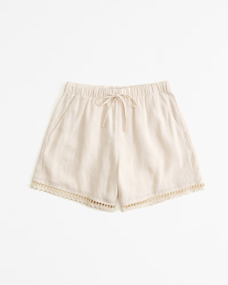 Linen Embroidered Pull-On Short | Abercrombie & Fitch (US)