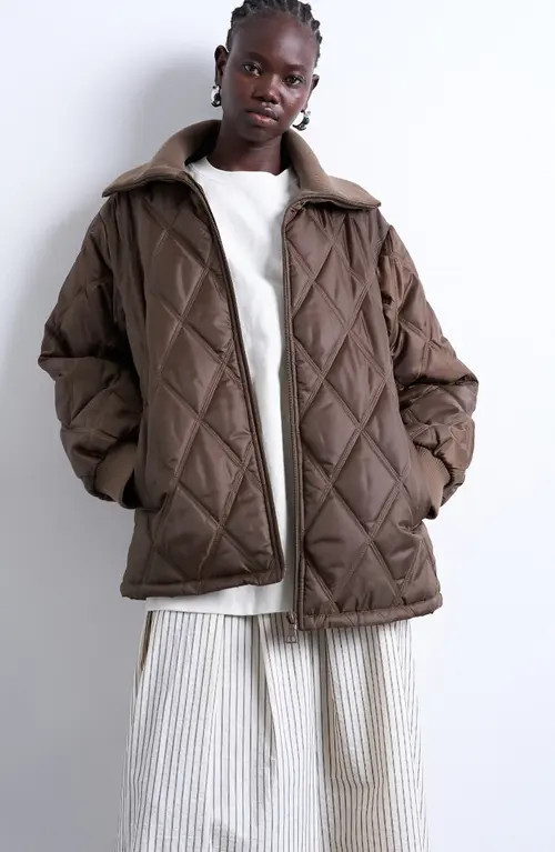 Topshop Quilted Liner Jacket in Brown at Nordstrom, Size Small | Nordstrom