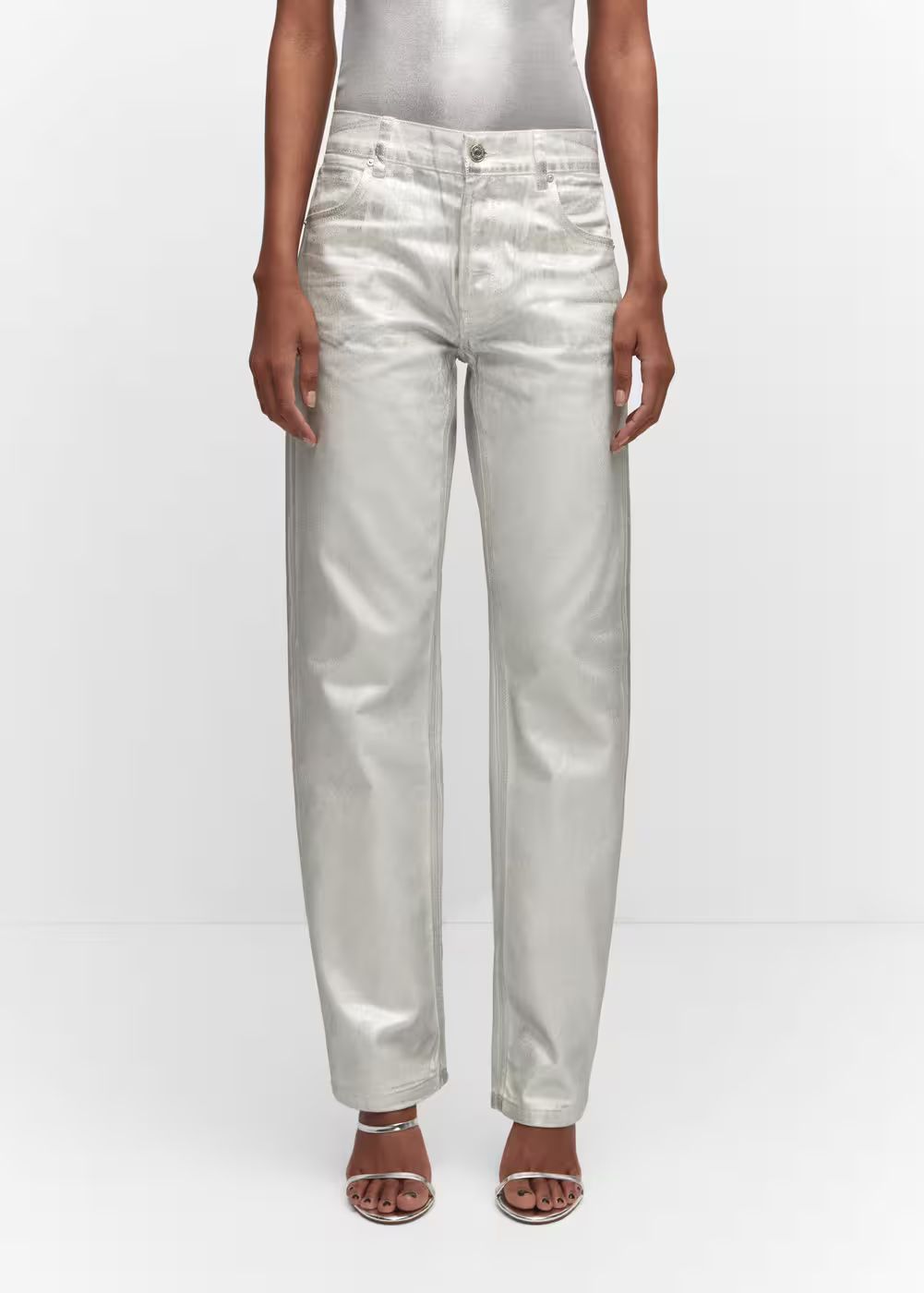 Metallic straight-leg jeans -  Women | Mango United Kingdom | MANGO (UK)