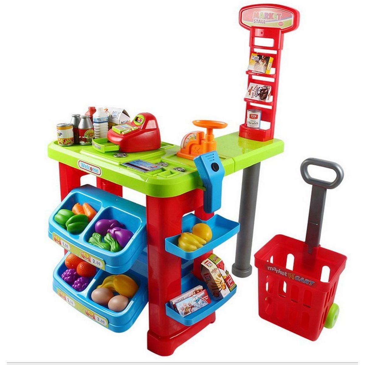 Insten Supermarket & Cash Register Playset, STEM Educational Toys with Mic, Coins, Groceries & Cr... | Target