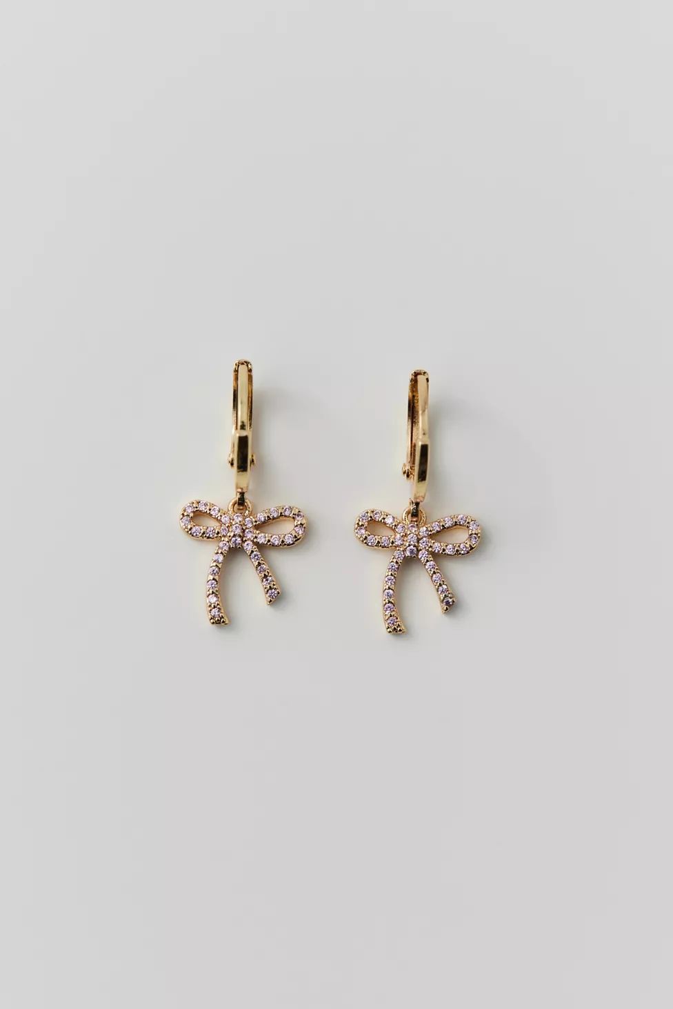 Delicate Rhinestone Bow Hoop Earring | Urban Outfitters (US and RoW)