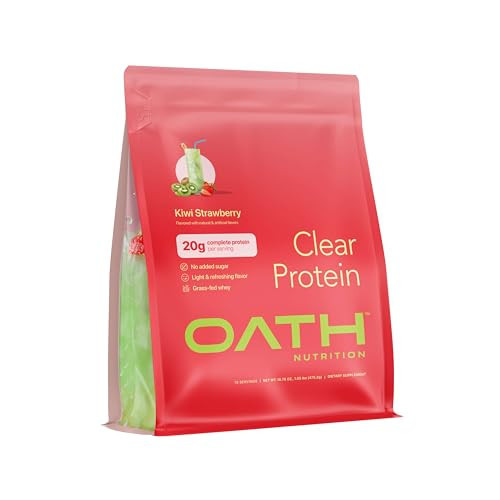Oath Nutrition Clear Whey Isolate Protein Powder, Kiwi Strawberry, 20g Complete Protein per Serving, No Added Sugar, Grass-Fed, 18 Servings | Amazon (US)