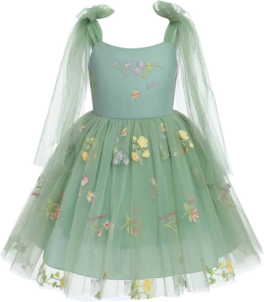 Flower Girl Floal Lace Tulle Dress Princess Backless Wedding Junior Bridesmaid Pageant Communion ... | Amazon (US)