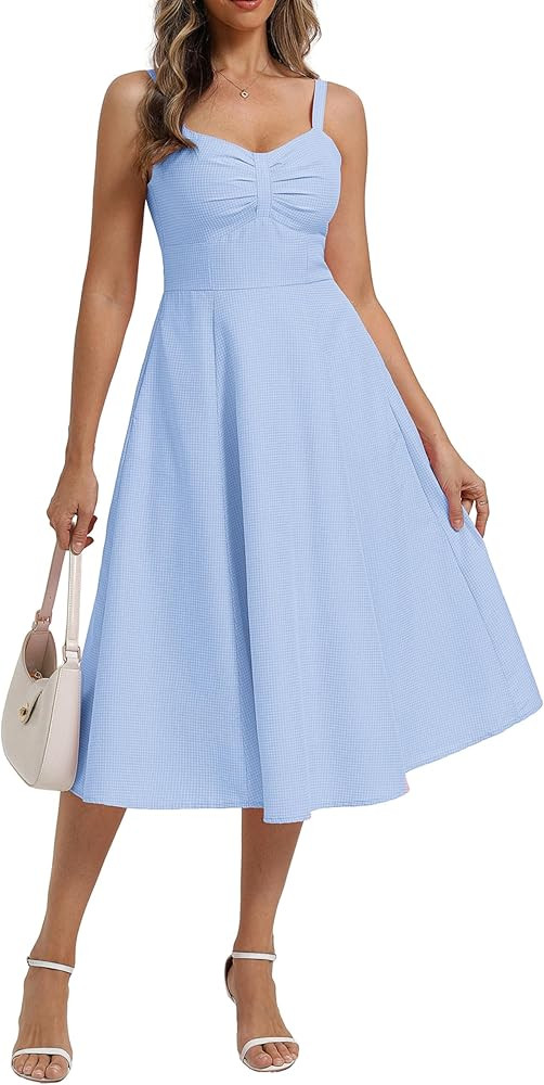 Belle Poque 1950s Vintage Gingham Dress for Women Sweetheart Neckline Midi Dresses Cocktail Tea P... | Amazon (US)