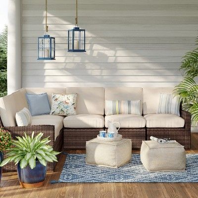 Halsted 5pc Patio Conversation Sectional Set - Linen - Threshold™ | Target