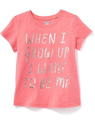 Old Navy Graphic Crew Neck Tee For Toddler Girls Size 12-18 M - Coral tropics | Old Navy US