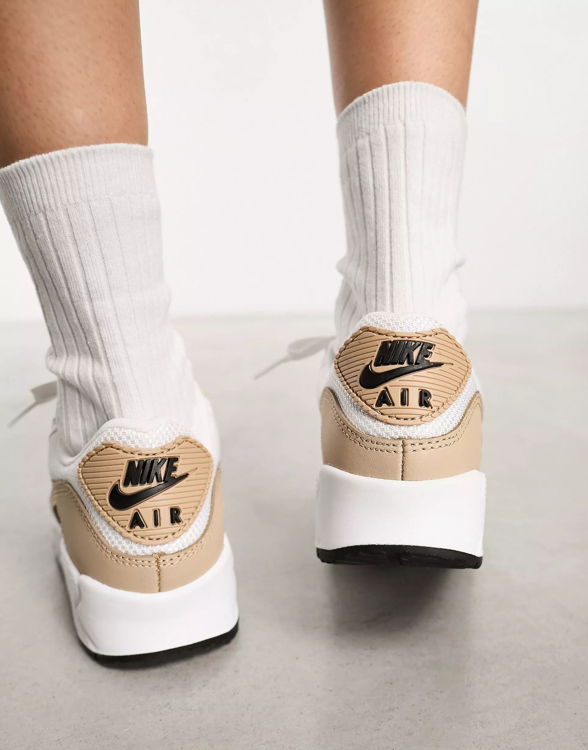 Nike Air Max 90 sneakers in white & brown | ASOS (Global)